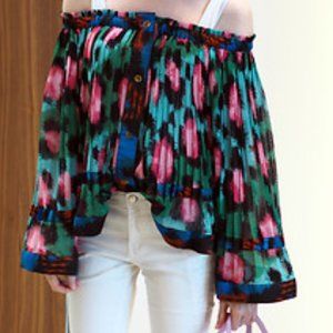 KENZO X H&M Off shoulder Leopard Floral Print Top
